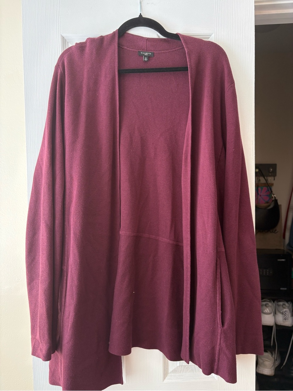 Talbots Men's Open-Front Cardigan - Wine